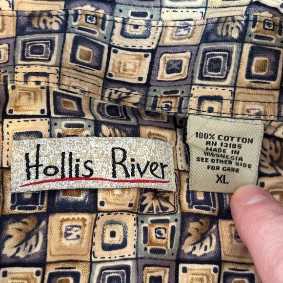 Hollis River XL Men's Button Front Short Sleeve Shirt Geometric Patterns - Picture 2 of 7